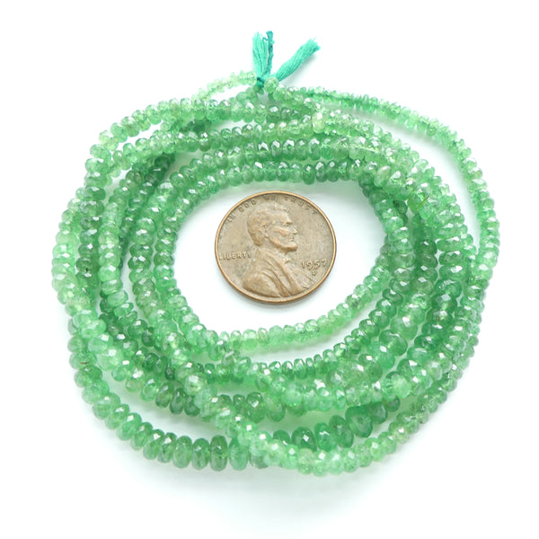 Emerald, Faceted Slightly Graduated 2-5mm on 18.5 inch Strands, Sold Individually