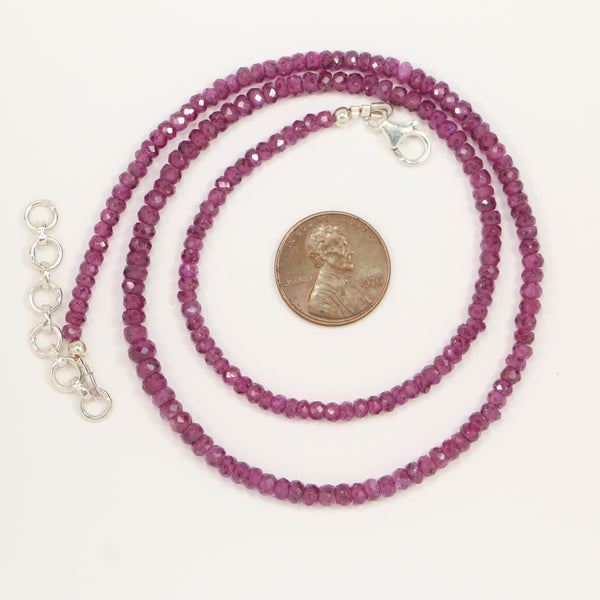 Ruby, Natural Faceted, Graduated Strands 3-5mm, 17-inches