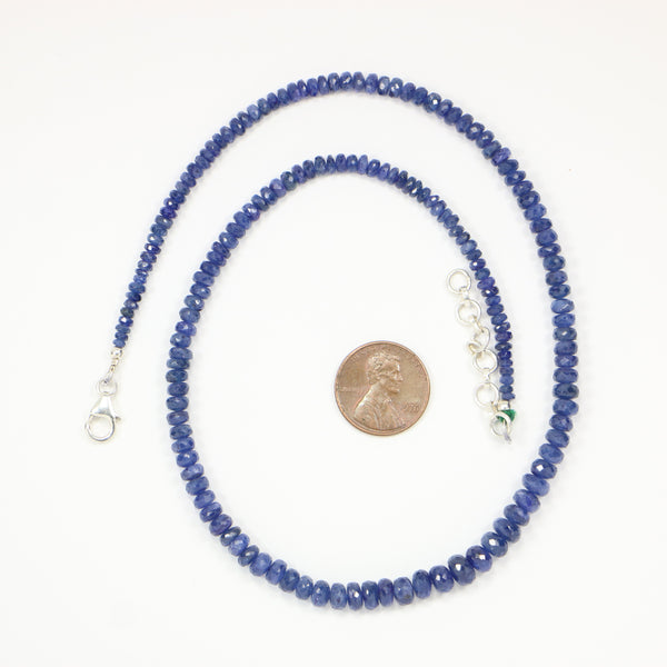 Sapphire, Natural Blue Faceted, Graduated Strand 2-7mm, 16-inches long