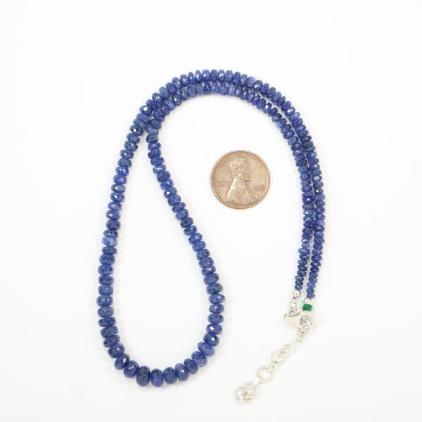 Sapphire, Natural Blue Faceted, Graduated Strand 2-7mm, 16-inches long