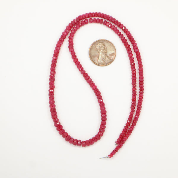 Ruby (Dyed) Faceted, Graduated 2-5mm on 16-inch Strand