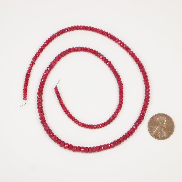 Ruby (Dyed) Faceted, Graduated 2-5mm on 16-inch Strand