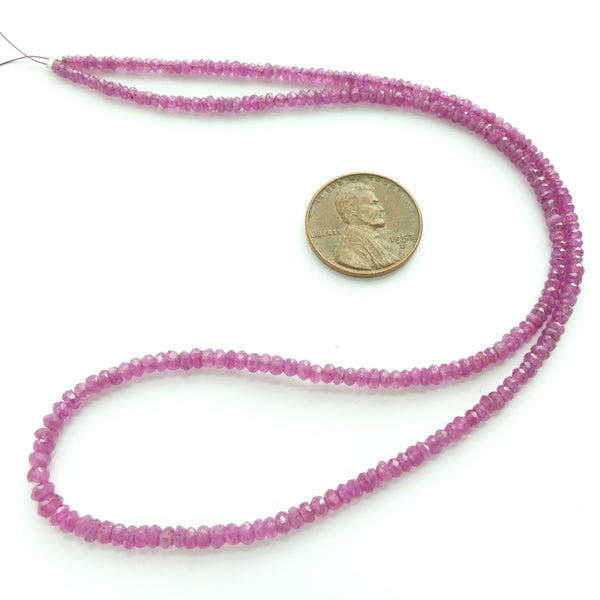 Ruby, Faceted, Graduated Strands 1-3mm on 16-inch Strands