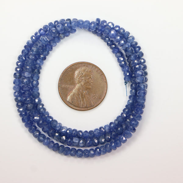 Sapphire, Natural Blue Faceted, Graduated Strands 2-4mm, 16 inches long