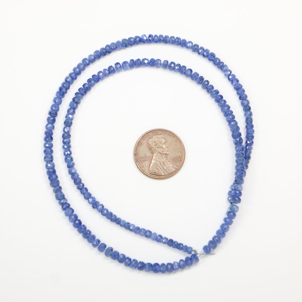Sapphire, Natural Blue Faceted, Graduated Strands 2-4mm, 16 inches long