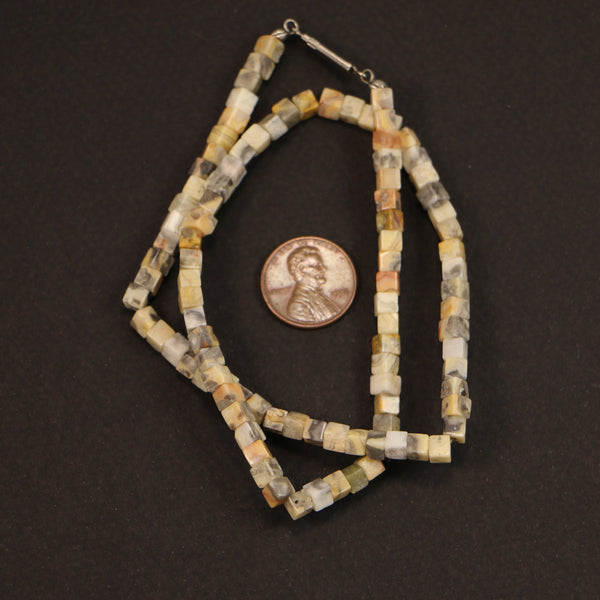 Crazy Lace Jasper, Small Cube Shapes, 4x4mm on 16-inch Strand