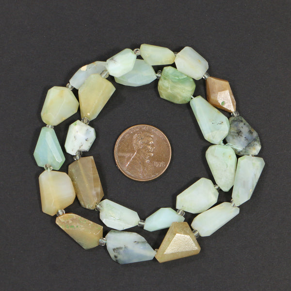 Peruvian Opal, Freeform Faceted Nuggets in a Range of Colors, on 14-inch Strands