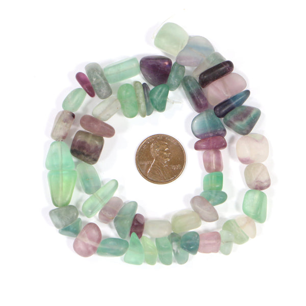 Fluorite, Matte Freeform Nuggets 6x6 to 15x8mm,  Multicolor on 16-Strands