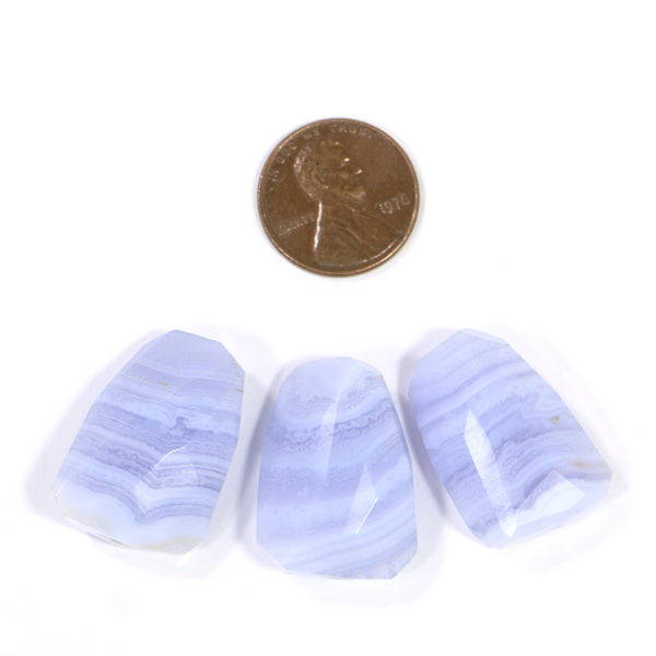 Blue Lace Agate (aka Blue Chalcedony) Faceted Freeform Trapezoidal Shapes, Sold Individually