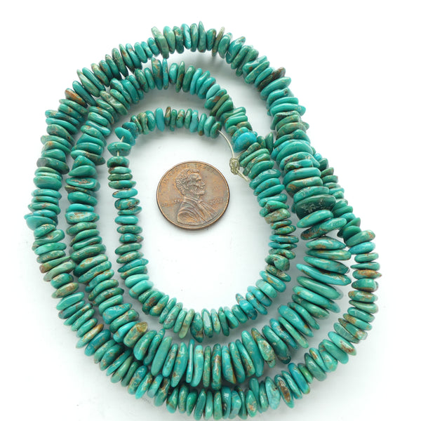 Turquoise, Graduated Chips, 12 to 2mm Diameter on  Long 24-inch Strands