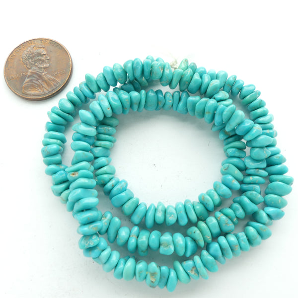 Turquoise, Small Chips, 2x4mm on 16-inch Strand