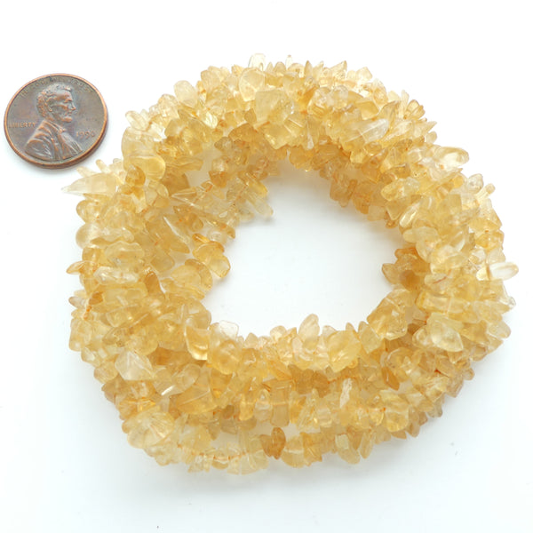 Citrine, Chips 5mm on 34-inch Strands