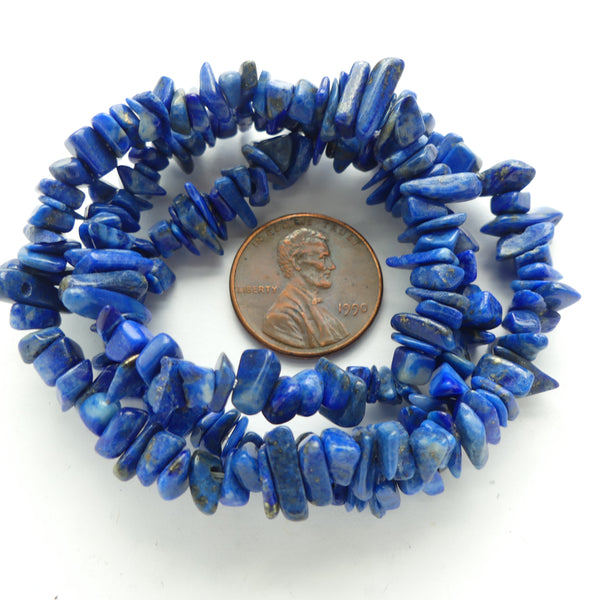 Lapis Lazuli Chips, 8mm on 16-inch Strands