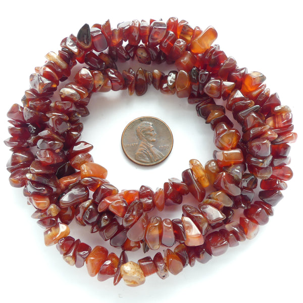 Carnelian, Chips, 12mm on 36-inch Strand