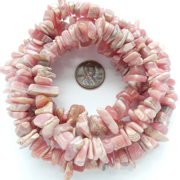 Rhodochrosite, Chips, 12mm on 36-inch Strand