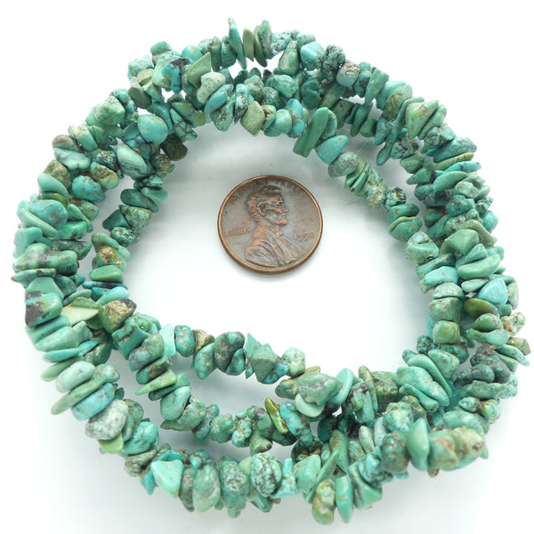 Turquoise, Chips, 8mm on 34-inch Strand