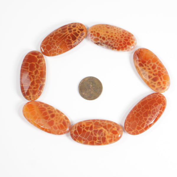 Fire Agate, Faceted Oval, Sold as a Set of 7, 40x20mm