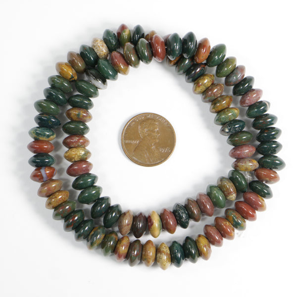 Bloodstone, Rondelles, 5x9mm on 16-inch Strand