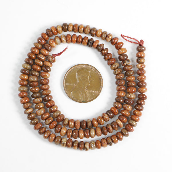 Fossil Coral, Rondelle, 2x4mm on16-inch Strands
