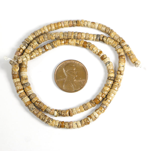 Picture Jasper, Slices, 2x4mm on 16-inch Strands