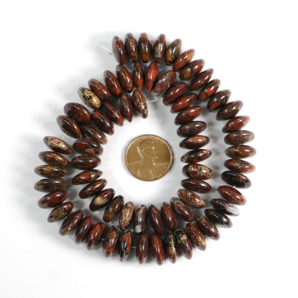 Poppy Japer, Rondelle, 6x12mm on 14 1/2-inch Strand