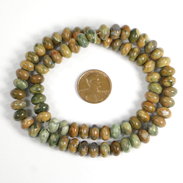 Rhyolite, Rondelle, 5x8mm on 16-inch Strands