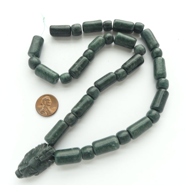 Jade, Guatemalan Greenstone Mixed Shapes 10mm Diameter with Pendant