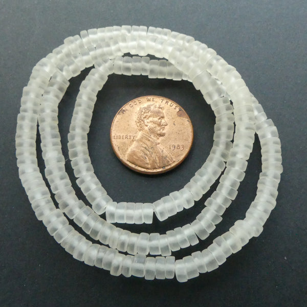 Rock Crystal, Slices 2x4mm Matte on 16-inch Strands