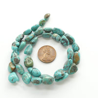 Turquoise, Freeform Nuggets with Brown Matrix, About 10x6mm on 15-inch Strands