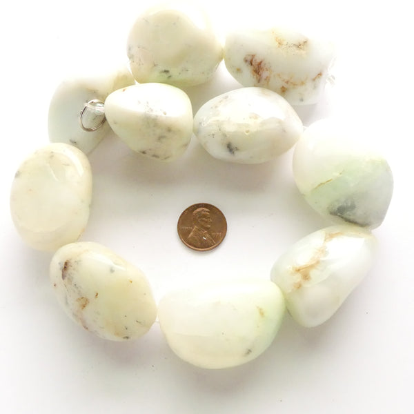 White Agate, Giant Puffy Ovals, 1.5" x 1" on 16-inch Strand