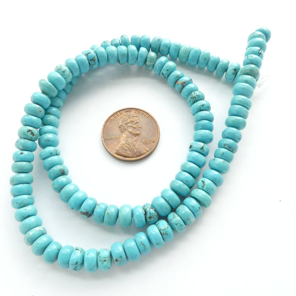 Turquoise, Slices (aka Tires) 3x6mm on 16-inch Strands