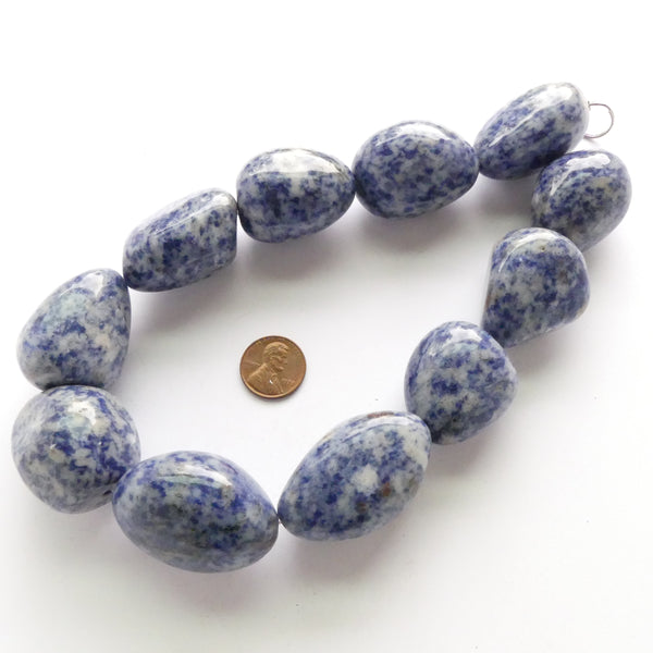 Lapis Lazuli, Nuggets, Giant Freeform Shapes 1.5" x " on 16-inch Strands