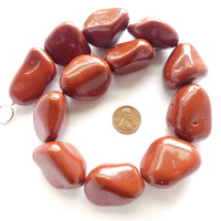 Red Jasper, Giant Freeform Nuggets, 1.5" x 1" on 16-inch Strands