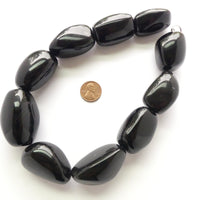 Black Onyx, Giant Freeform Nuggets, 1.5" x 1" on 16-inch Strands