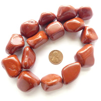 Red Jasper, Large Freeform Nuggets about 1" diameter on 16-inch Strands