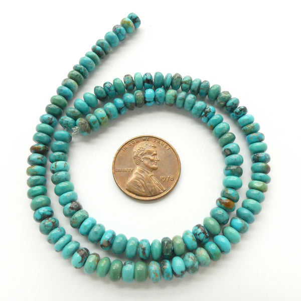 Turquoise, Rondelles, Natural 3x5mm on 16-inch Strands