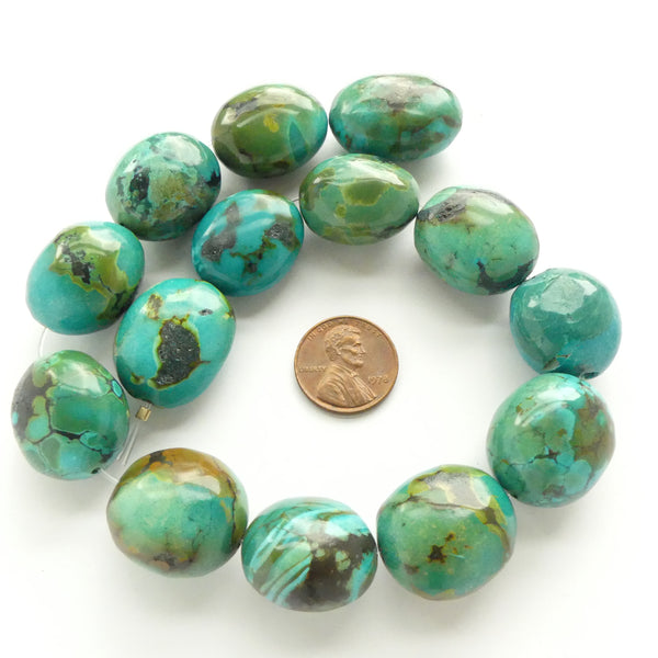 Turquoise, Freeform Nuggets, Himalayan, 22-15mm on a 13-inch Strand