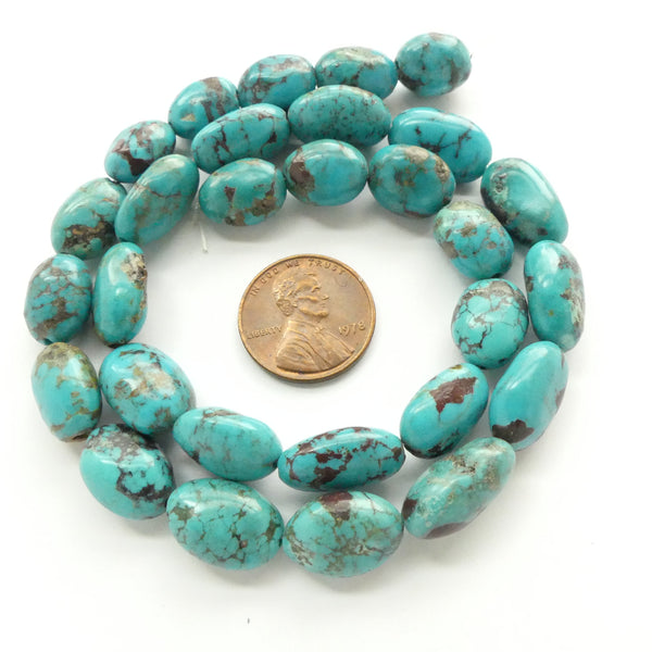 Turquoise, Freeform Nuggets, Blue-Green 14x10mm on 15.5" Strands