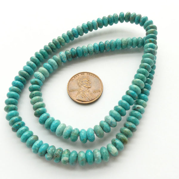 Turquoise, Rondelles, Natural 3x6mm on 16-inch Strands
