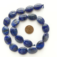 Lapis Lazuli, Oval, Flat Beads 20x15mm on 16-inch Strands