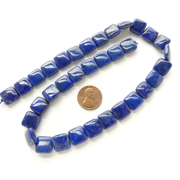 Lapis Lazuli, Square 12x12mm Beads on 16-inch Strand