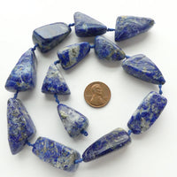 Lapis Lazuli, Nuggets, Large Triangular Shapes, 24-34mm Long on 16-inch Strands