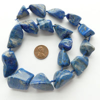 Lapis Lazuli, Nuggets, Large Smooth Irregular Shapes 20x15 to 30x20mm on 17-inch Strand