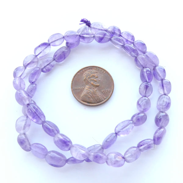 Amethyst Nuggets, Small Light Lavender Colors, 7x6mm on 14-inch Strands