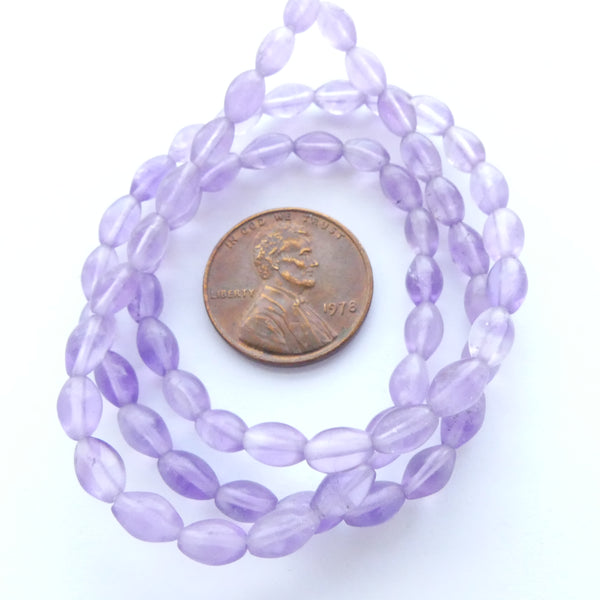 Amethyst Rice Shape Beads, 6x4mm, Light Color on 16-inch strand
