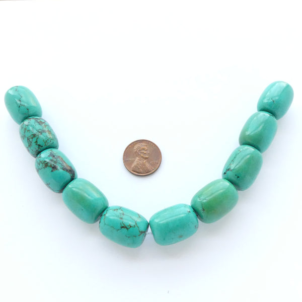 Turquoise, Barrels 19x15m on 8-inch Strands
