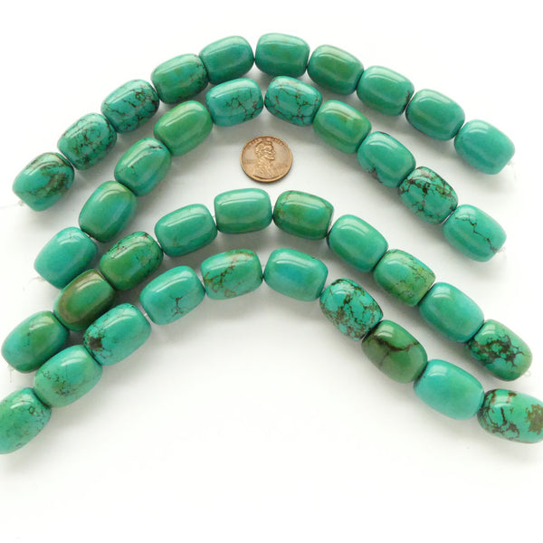 Turquoise, Barrels 19x15m on 8-inch Strands
