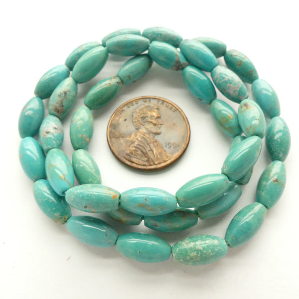 Turquoise, Rice Shape 10x5mm on 16-inch Strands