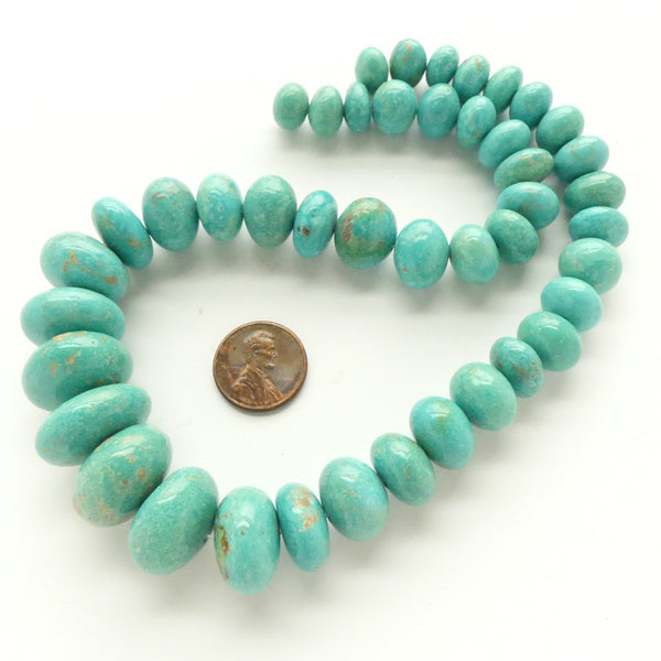 Turquoise, Rondelles, Graduated Strand, 25mm to 12mm Diameter