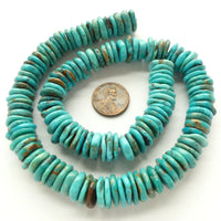 Turquoise, Slices, Slightly Irregular, 12mm Diameter on 16-inch Strands